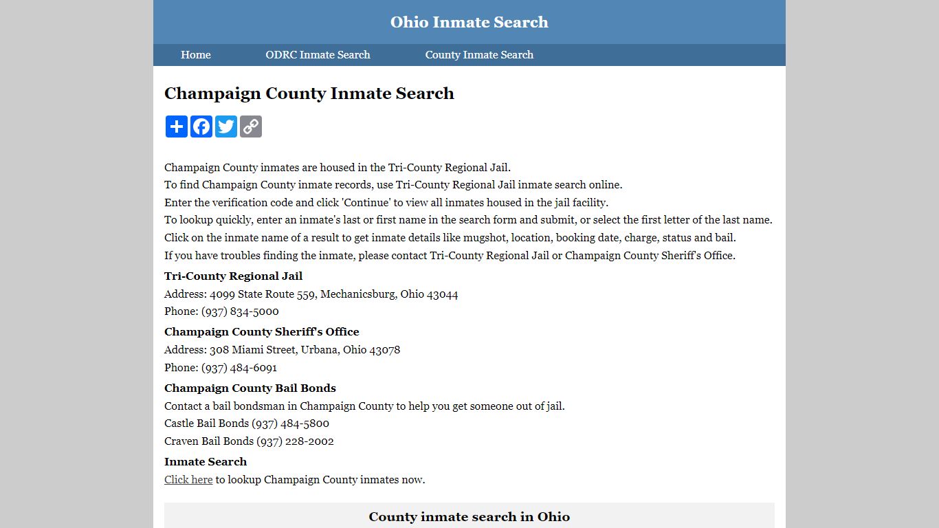 Champaign County Inmate Search